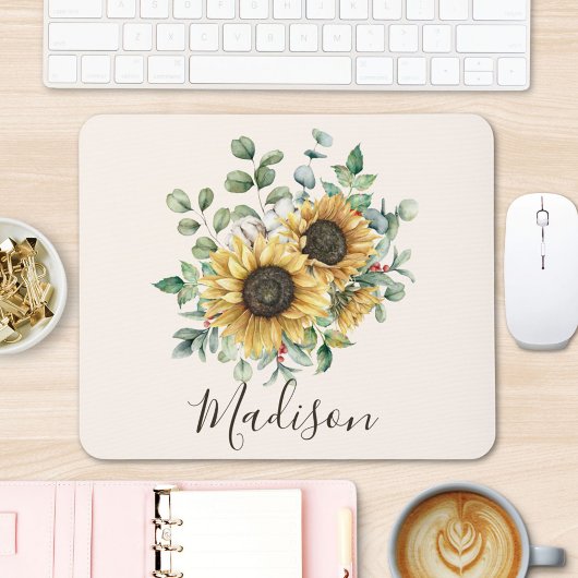 Mit Monogramm Wasserfarbe Vintag Rustikale Sonnenb Mousepad