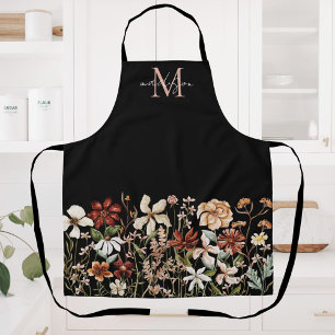 Mit Monogramm Wasserfarbe Vintage Wildblume Wiese Schürze