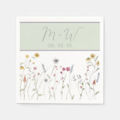Mit Monogramm Wasserfarbe Wildblume Napkins Serviette (Vorderseite)