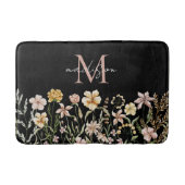 Mit Monogramm Wasserfarbe Wildblume Wiese Badematte (Vorderseite)