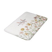 Mit Monogramm Wasserfarbe Wildblume Wiese Badematte (Schrägansicht)