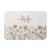 Mit Monogramm Wasserfarbe Wildblume Wiese Badematte (Vorderseite)
