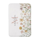 Mit Monogramm Wasserfarbe Wildblume Wiese Badematte (Vorderseite Vertikal)