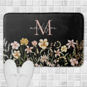 Mit Monogramm Wasserfarbe Wildblume Wiese Badematte