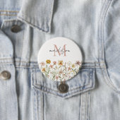 Mit Monogramm Wasserfarbe Wildblume Wiese Button (Beispiel)