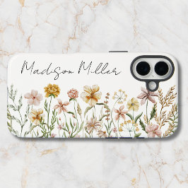 Mit Monogramm Wasserfarbe Wildblume Wiese iPhone 16 Plus Hülle