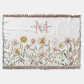 Mit Monogramm Wasserfarbe Wildblume Wiese Decke (Vorderseite)