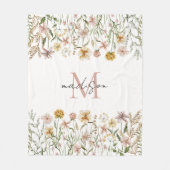 Mit Monogramm Wasserfarbe Wildblume Wiese Fleecedecke (Vorderseite)