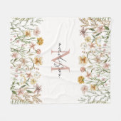 Mit Monogramm Wasserfarbe Wildblume Wiese Fleecedecke (Vorderseite (Horizontal))
