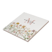 Mit Monogramm Wasserfarbe Wildblume Wiese Fliese (Seite)