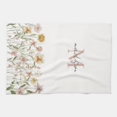 Mit Monogramm Wasserfarbe Wildblume Wiese Geschirrtuch (Horizontal)