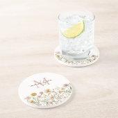 Mit Monogramm Wasserfarbe Wildblume Wiese Getränkeuntersetzer (Seite)
