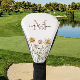 Mit Monogramm Wasserfarbe Wildblume Wiese Golf Headcover