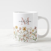 Mit Monogramm Wasserfarbe Wildblume Wiese Jumbo-Tasse (Rechts)