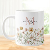 Mit Monogramm Wasserfarbe Wildblume Wiese Jumbo-Tasse