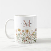Mit Monogramm Wasserfarbe Wildblume Wiese Kaffeetasse (Links)