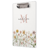 Mit Monogramm Wasserfarbe Wildblume Wiese Klemmbrett (Links)