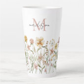 Mit Monogramm Wasserfarbe Wildblume Wiese Milchtasse (Vorderseite)