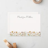 Mit Monogramm Wasserfarbe Wildblume Wiese Mitteilungskarte (Vorderseite/Rückseite Beispiel)