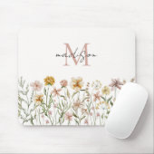 Mit Monogramm Wasserfarbe Wildblume Wiese Mousepad (Mit Mouse)