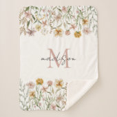 Mit Monogramm Wasserfarbe Wildblume Wiese Sherpadecke (Vorderseite)