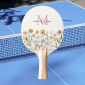 Mit Monogramm Wasserfarbe Wildblume Wiese Tischtennis Schläger