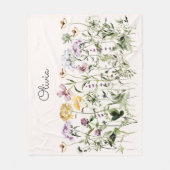 Mit Monogramm Wasserfarben Wildblume Garten Fleecedecke (Vorderseite)
