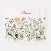 Mit Monogramm Wasserfarben Wildblume Garten Fleecedecke (Vorderseite (Horizontal))