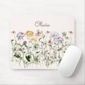 Mit Monogramm Wasserfarben Wildblume Garten Mousepad (Mit Mouse)