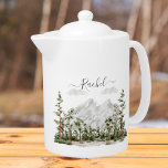 Mit Monogramm Wasserfarbengebirge und Wald<br><div class="desc">Mit unserem Mit Monogramm Watercolor Mountain & Forest Teapot schlendern Sie stilvoll! Lassen Sie es sich mit Ihrem Monogramm ganz individuell gestalten und genießen Sie die Mischung aus rustikalem Charme und Natur. Ideal für Teeliebhaber,  die eine Touch personalisierter Eleganz schätzen.</div>