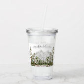 Mit Monogramm Wasserfarbengebirge und Wald Acryltrinkbecher (Rückseite)