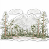 Mit Monogramm Wasserfarbengebirge und Wald Aufkleber (Vorderseite)
