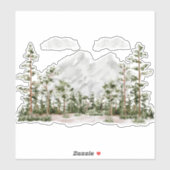 Mit Monogramm Wasserfarbengebirge und Wald Aufkleber (Blatt)