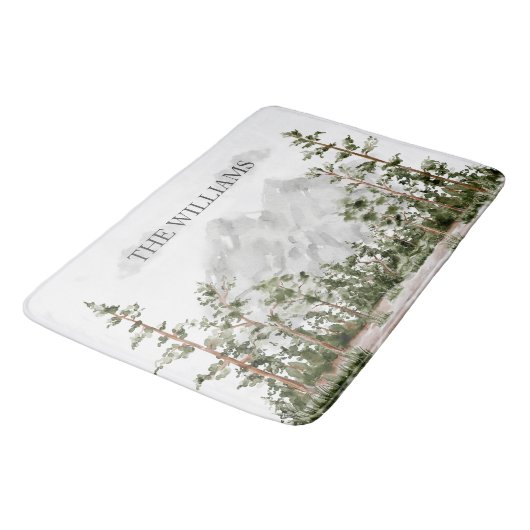 Mit Monogramm Wasserfarbengebirge und Wald Badematte (Schrägansicht)