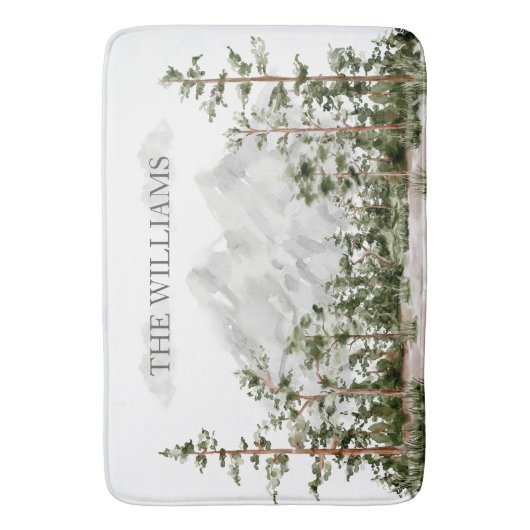 Mit Monogramm Wasserfarbengebirge und Wald Badematte (Vorderseite Vertikal)