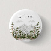 Mit Monogramm Wasserfarbengebirge und Wald Button (Vorderseite)