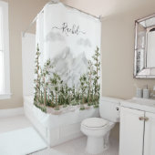 Mit Monogramm Wasserfarbengebirge und Wald Duschvorhang (Beispiel)