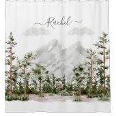 Mit Monogramm Wasserfarbengebirge und Wald Duschvorhang (Vorderseite)