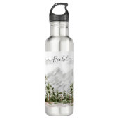 Mit Monogramm Wasserfarbengebirge und Wald Edelstahlflasche (Vorderseite)