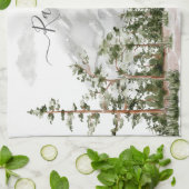 Mit Monogramm Wasserfarbengebirge und Wald Geschirrtuch (Gefaltet)