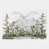 Mit Monogramm Wasserfarbengebirge und Wald Geschirrtuch (Horizontal)