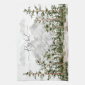 Mit Monogramm Wasserfarbengebirge und Wald Geschirrtuch (Vertikal)