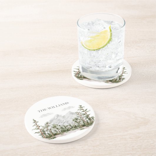 Mit Monogramm Wasserfarbengebirge und Wald Getränkeuntersetzer (Seite)