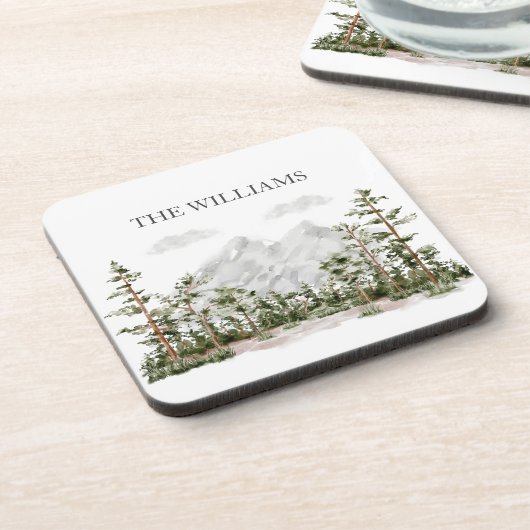 Mit Monogramm Wasserfarbengebirge und Wald Getränkeuntersetzer (Linke Seite)