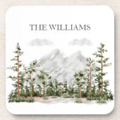 Mit Monogramm Wasserfarbengebirge und Wald Getränkeuntersetzer (Vorderseite)