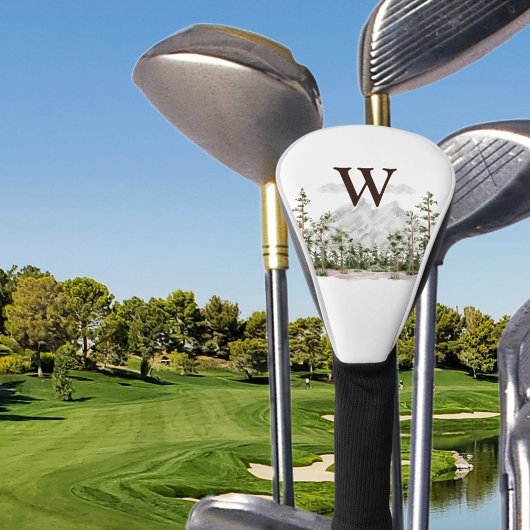 Mit Monogramm Wasserfarbengebirge und Wald Golf Headcover