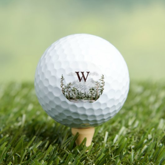 Mit Monogramm Wasserfarbengebirge und Wald Golfball (Insitu T-Shirt)