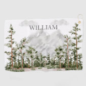 Mit Monogramm Wasserfarbengebirge und Wald Golfhandtuch (Horizontal)