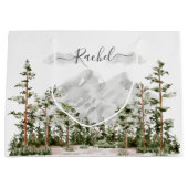Mit Monogramm Wasserfarbengebirge und Wald Große Geschenktüte (Vorderseite)