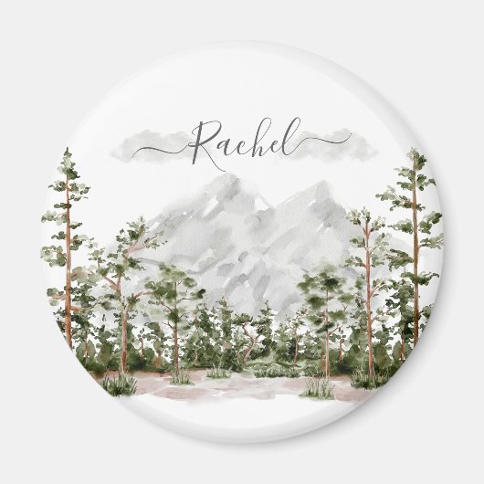 Mit Monogramm Wasserfarbengebirge und Wald Magnet (Vorne)